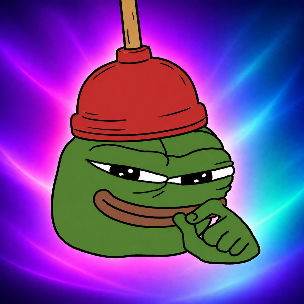 Plumber Pepe holding a red plunger